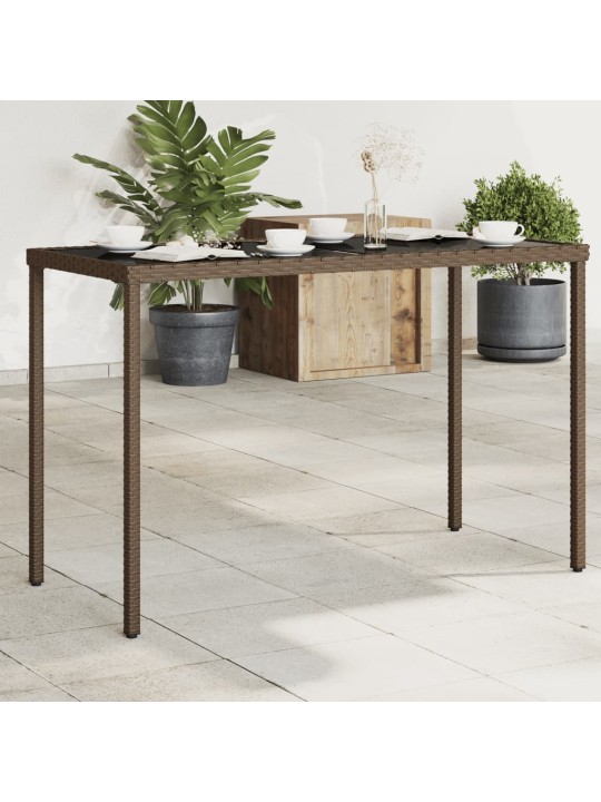 Stalas su stikliniu stalviršiu, rudas, 115x54x74cm, poliratanas