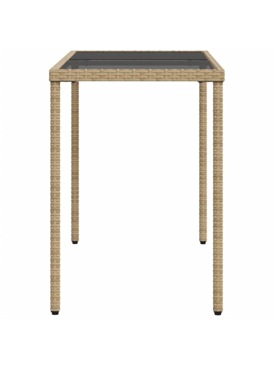Stalas su stikliniu stalviršiu, smėlio, 115x54x74cm, PE ratanas