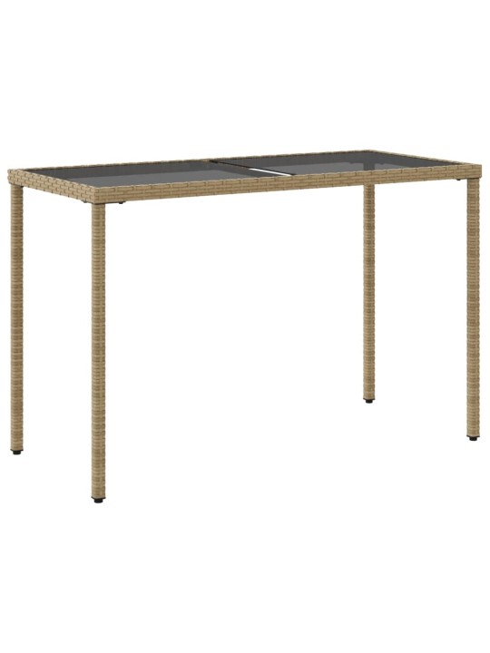 Stalas su stikliniu stalviršiu, smėlio, 115x54x74cm, PE ratanas