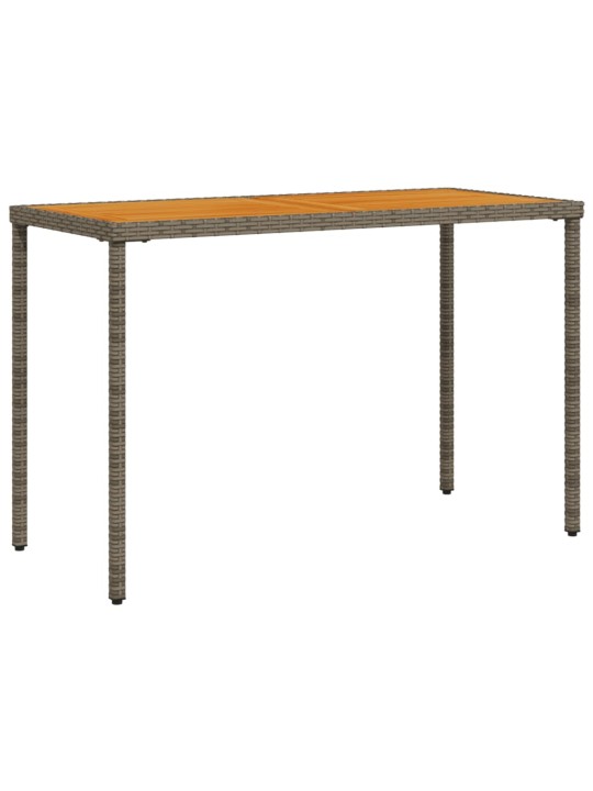 Stalas su akacijos stalviršiu, pilkas, 115x54x74cm, poliratanas