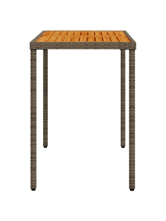Stalas su akacijos stalviršiu, pilkas, 115x54x74cm, poliratanas