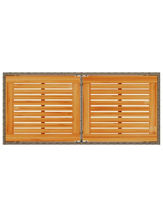 Stalas su akacijos stalviršiu, pilkas, 115x54x74cm, poliratanas