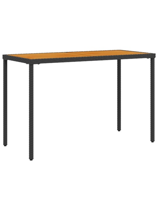 Stalas su akacijos stalviršiu, juodas, 115x54x74cm, poliratanas
