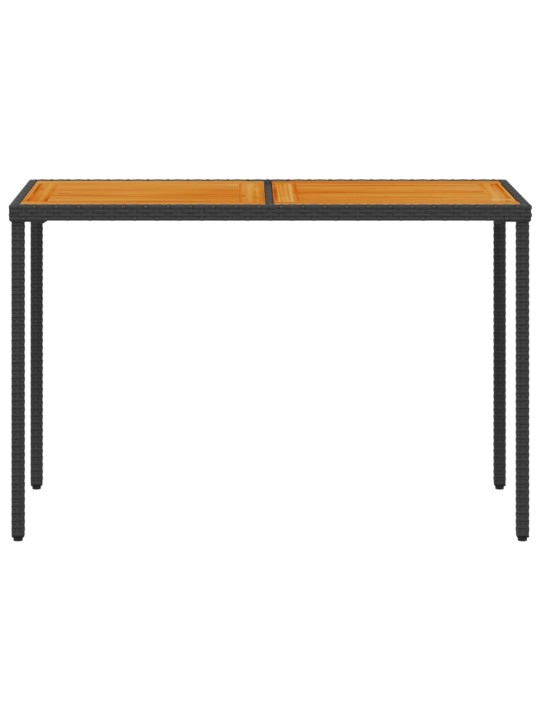 Stalas su akacijos stalviršiu, juodas, 115x54x74cm, poliratanas
