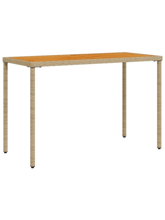 Stalas su akacijos stalviršiu, smėlio, 115x54x74cm, poliratanas