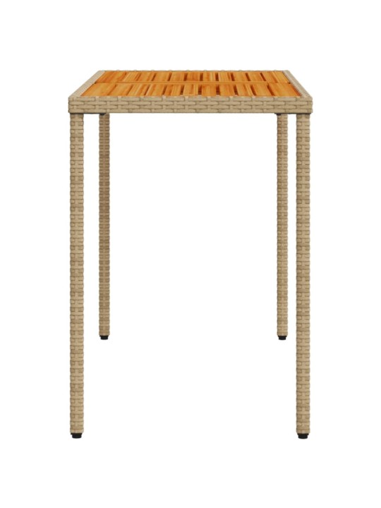 Stalas su akacijos stalviršiu, smėlio, 115x54x74cm, poliratanas