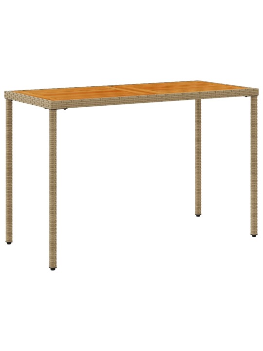 Stalas su akacijos stalviršiu, smėlio, 115x54x74cm, poliratanas