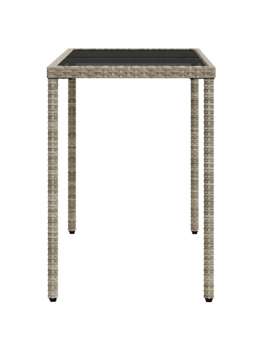 Stalas su stikliniu stalviršiu, pilkas, 115x54x74cm, PE ratanas