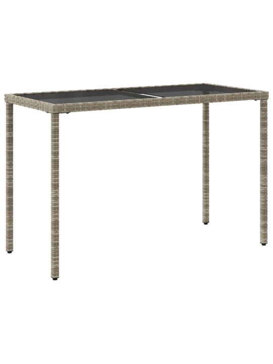 Stalas su stikliniu stalviršiu, pilkas, 115x54x74cm, PE ratanas