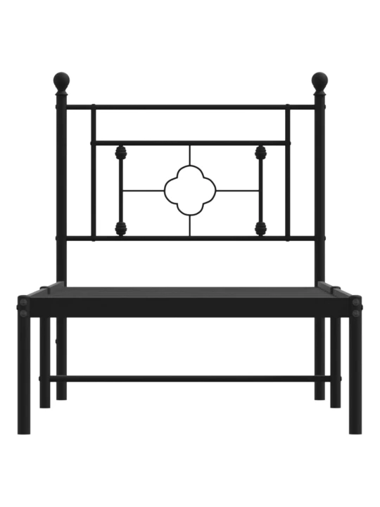 Metalinis lovos rėmas su galvūgaliu, juodos spalvos, 75x190cm