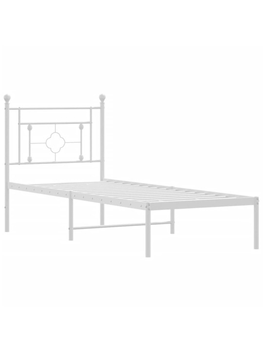 Metalinis lovos rėmas su galvūgaliu, baltos spalvos, 75x190cm