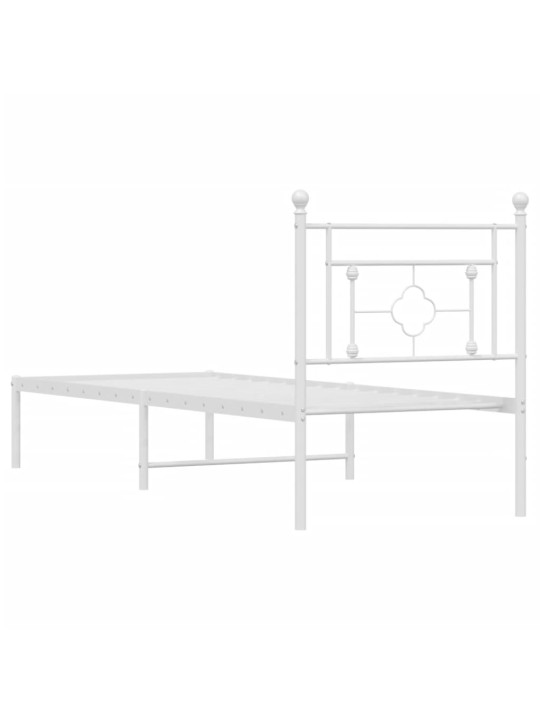 Metalinis lovos rėmas su galvūgaliu, baltos spalvos, 75x190cm