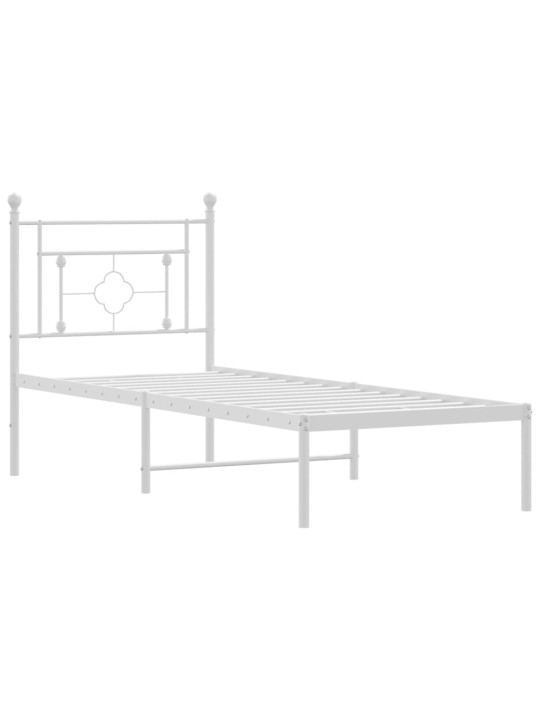 Metalinis lovos rėmas su galvūgaliu, baltos spalvos, 80x200cm
