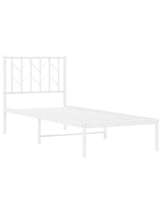 Metalinis lovos rėmas su galvūgaliu, baltos spalvos, 75x190cm