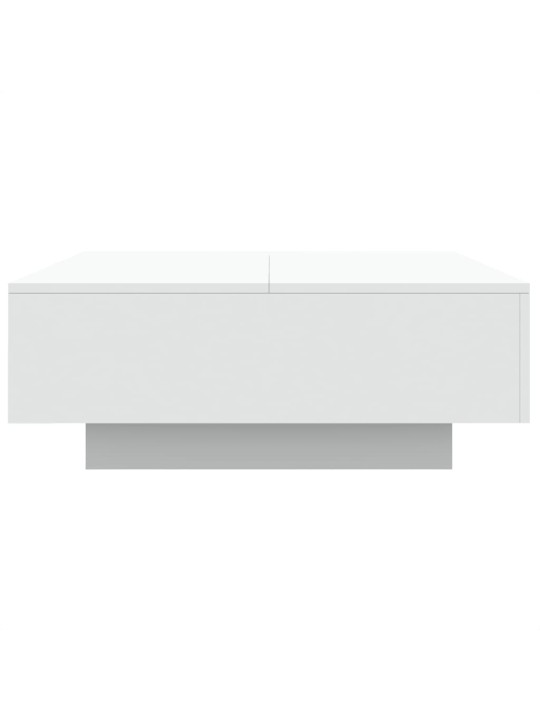 Kavos staliukas su LED lemputėmis, baltos spalvos, 80x80x31cm