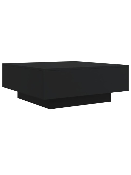 Kavos staliukas su LED lemputėmis, juodos spalvos, 80x80x31cm