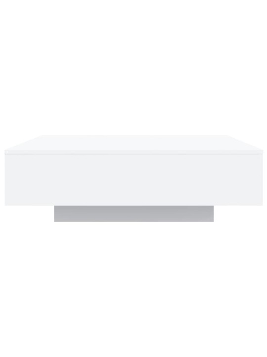 Kavos staliukas su LED lemputėmis, baltos spalvos, 100x100x31cm