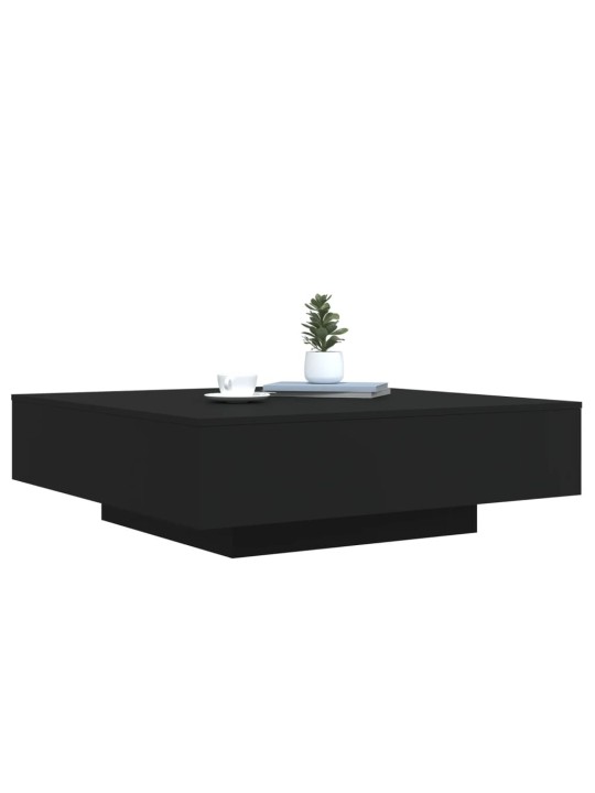 Kavos staliukas su LED lemputėmis, juodos spalvos, 100x100x31cm