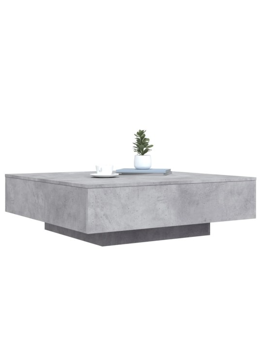 Kavos staliukas su LED lemputėmis, betono pilkas, 100x100x31cm
