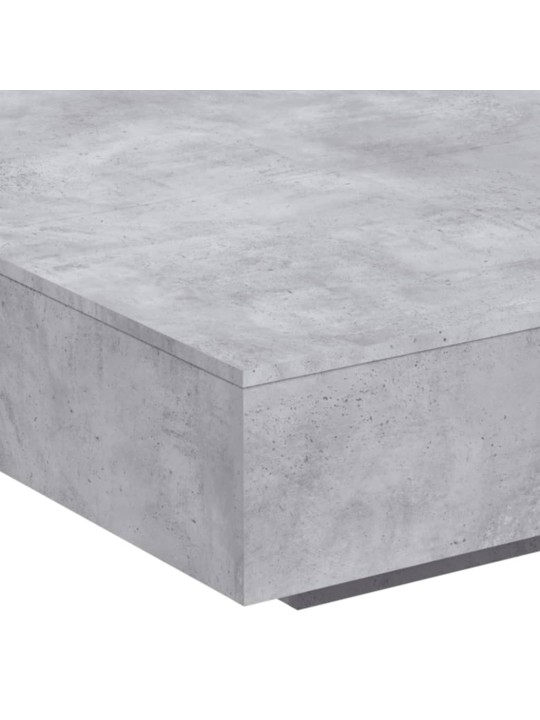 Kavos staliukas su LED lemputėmis, betono pilkas, 100x100x31cm