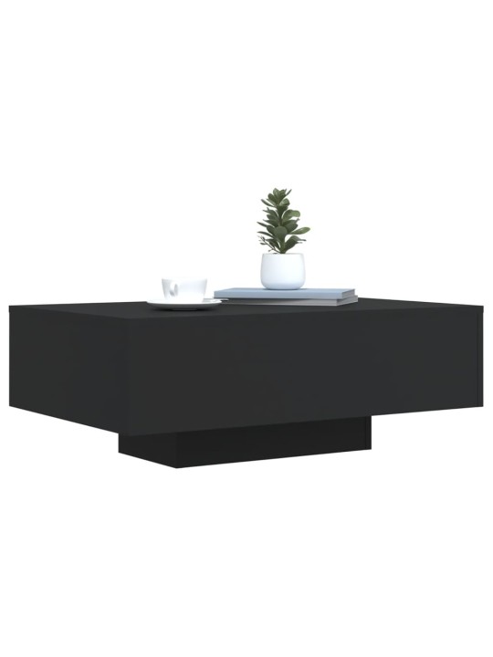 Kavos staliukas su LED lemputėmis, juodos spalvos, 85x55x31cm