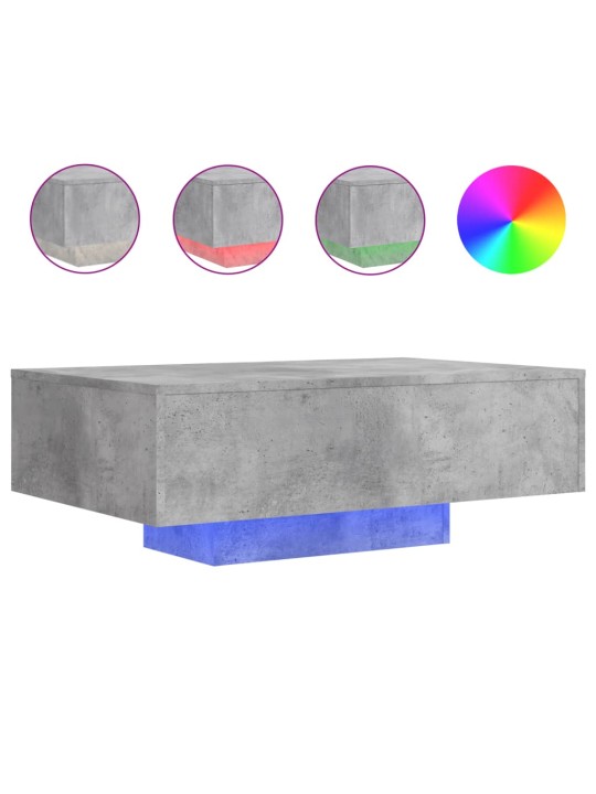 Kavos staliukas su LED lemputėmis, betono pilkas, 85x55x31cm