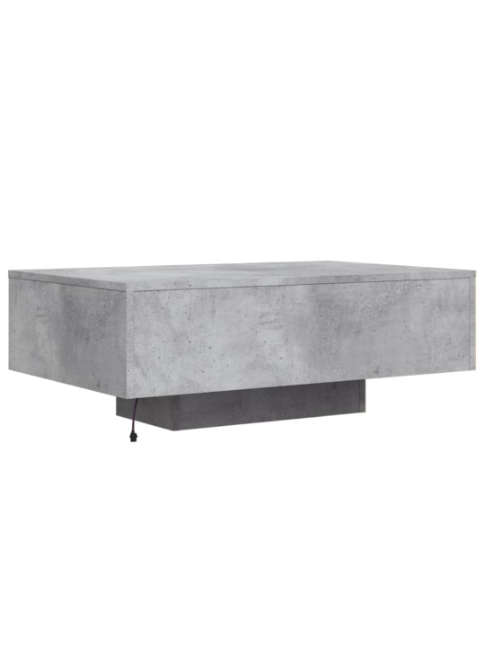 Kavos staliukas su LED lemputėmis, betono pilkas, 85x55x31cm