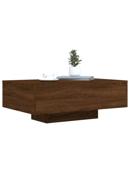 Kavos staliukas su LED lemputėmis, rudas ąžuolo, 85x55x31cm