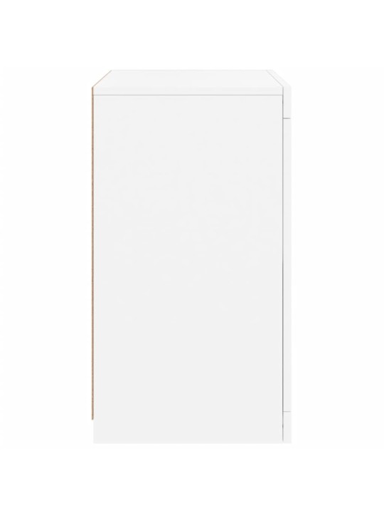 Šoninės spintelės su LED lemputėmis, 2vnt., baltos, mediena