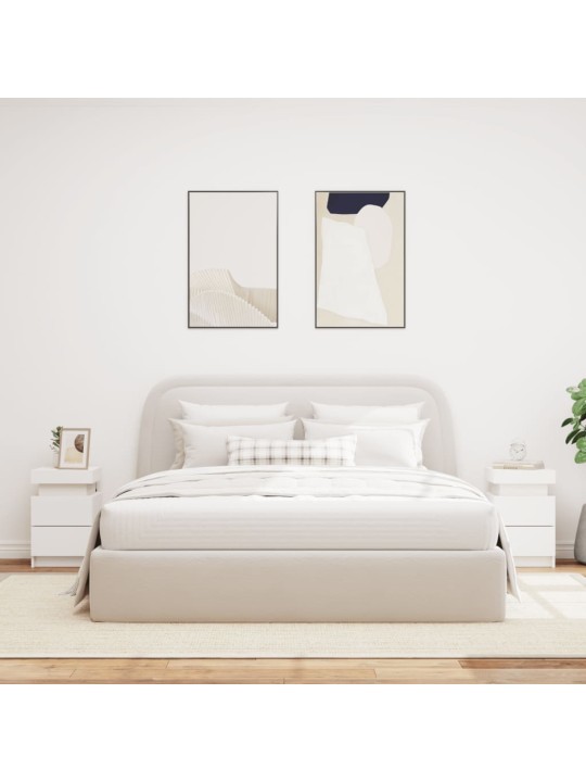 Naktinės spintelės su LED lemputėmis, 2vnt., baltos, 35x39x55cm