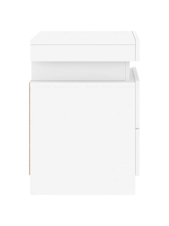 Naktinės spintelės su LED lemputėmis, 2vnt., baltos, 35x39x55cm