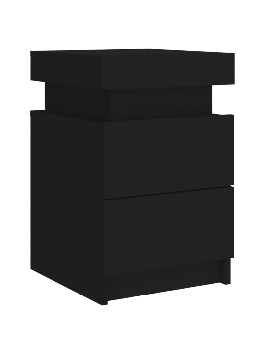 Naktinės spintelės su LED lemputėmis, 2vnt., juodos, 35x39x55cm