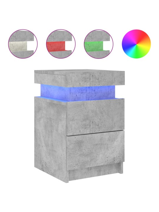 Naktinės spintelės su LED lemputėmis, 2vnt., betono, 35x39x55cm