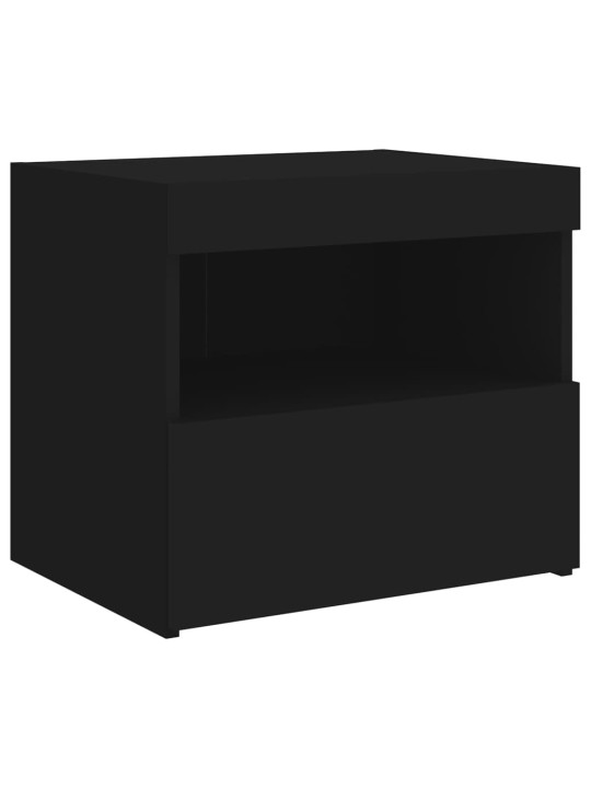Naktinės spintelės su LED lemputėmis, 2vnt., juodos, 50x40x45cm