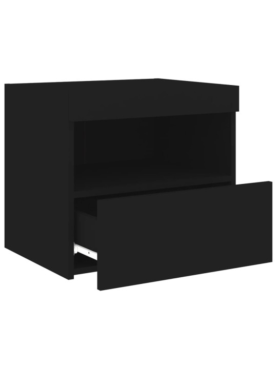 Naktinės spintelės su LED lemputėmis, 2vnt., juodos, 50x40x45cm