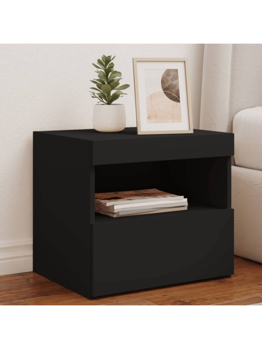 Naktinės spintelės su LED lemputėmis, 2vnt., juodos, 50x40x45cm