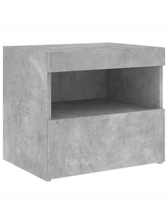 Naktinės spintelės su LED, 2vnt., betono pilkos, 50x40x45cm