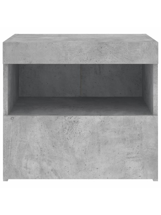 Naktinės spintelės su LED, 2vnt., betono pilkos, 50x40x45cm