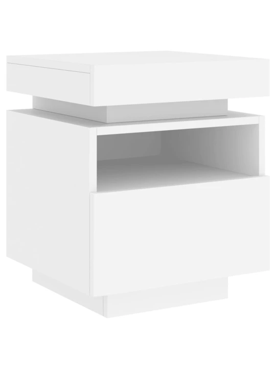 Naktinės spintelės su LED, 2vnt., baltos, 40x39x48,5cm