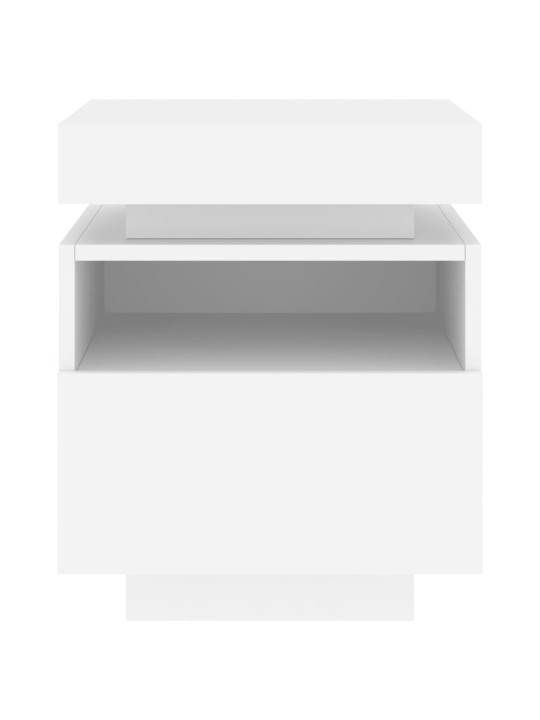 Naktinės spintelės su LED, 2vnt., baltos, 40x39x48,5cm