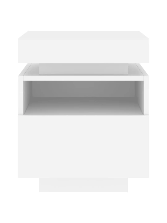 Naktinės spintelės su LED, 2vnt., baltos, 40x39x48,5cm