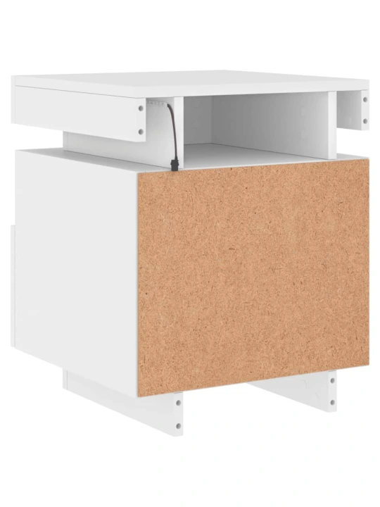 Naktinės spintelės su LED, 2vnt., baltos, 40x39x48,5cm