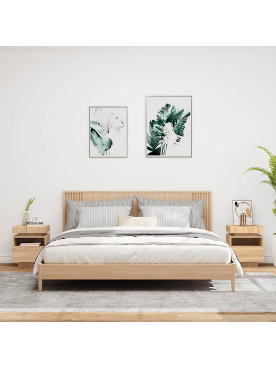 Naktinės spintelės su LED, 2vnt., ąžuolo, 40x39x48,5cm