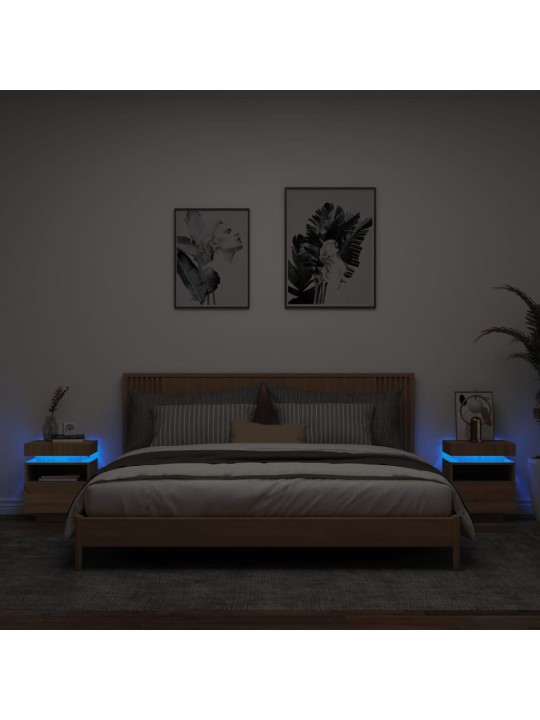 Naktinės spintelės su LED, 2vnt., ąžuolo, 40x39x48,5cm