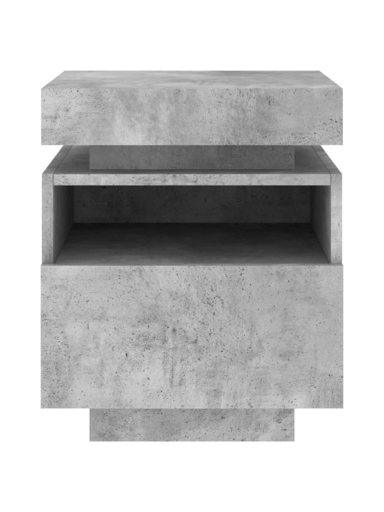 Naktinės spintelės su LED, 2vnt., betono pilkos, 40x39x48,5cm
