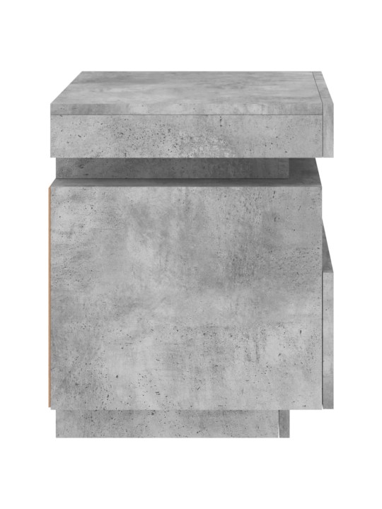 Naktinės spintelės su LED, 2vnt., betono pilkos, 40x39x48,5cm