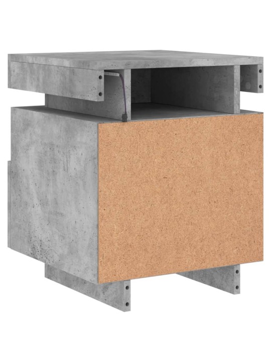 Naktinės spintelės su LED, 2vnt., betono pilkos, 40x39x48,5cm