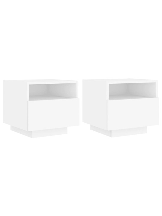 Naktinės spintelės su LED, 2vnt., baltos, 40x39x37cm
