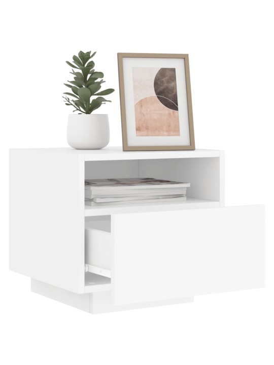 Naktinės spintelės su LED, 2vnt., baltos, 40x39x37cm