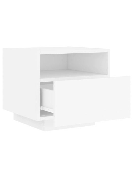 Naktinės spintelės su LED, 2vnt., baltos, 40x39x37cm